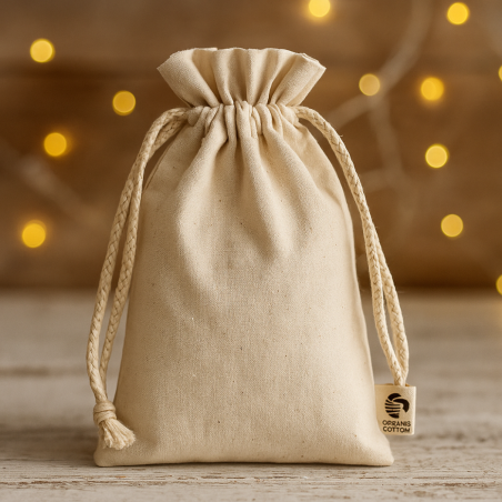 Sac cadeau à cordon en coton bio Amber S 
