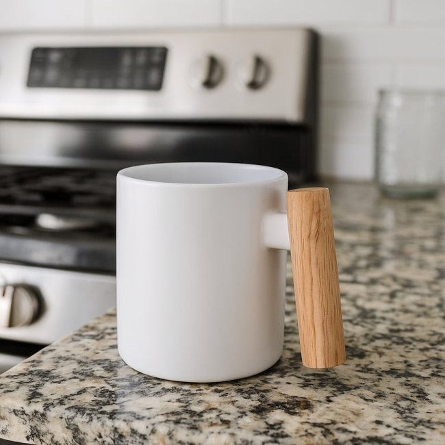 Mug personnalisable en céramique et bois Crenate 320 ml 